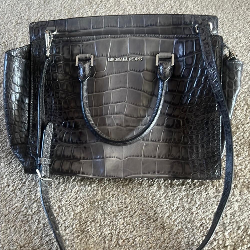 Michael Kors Black Crocodile-Embossed Women's Bag